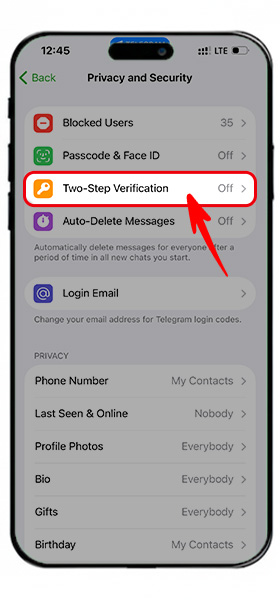 Eliminar el código de dos pasos de Telegram