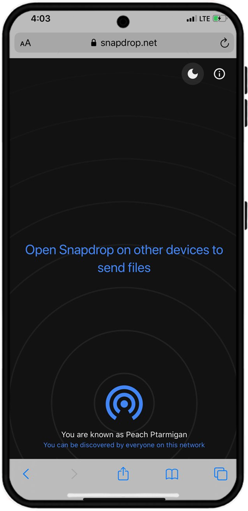 ایردراپ بین اندروید و آیفون با Snapdrop