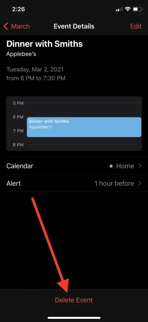 روش حذف یک رویداد در کلندر آیفون
