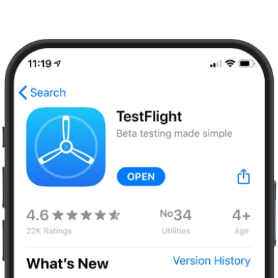 دانلود برنامه تست فلایت از اپ استور برای نصب سروش در آیفون