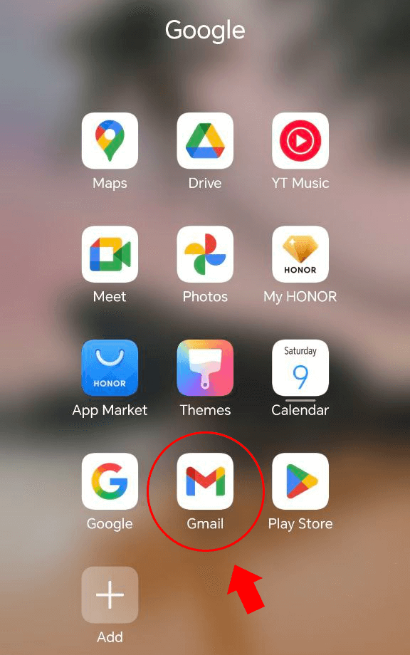 باز کردن برنامه جیمیل
