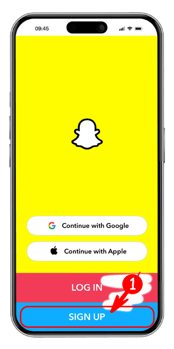 تصویر مرحله اول آموزش ثبت نام در اسنپ چت و انتخاب گزینه ورود