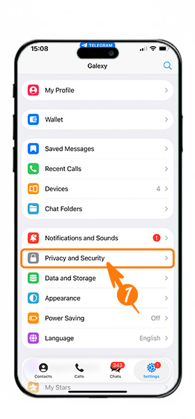 أين يوجد خيار إعدادات تيليجرام في هاتف آيفون