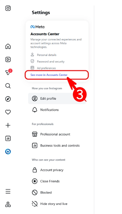 إعدادات إنستغرام لحذف الحساب نهائياً