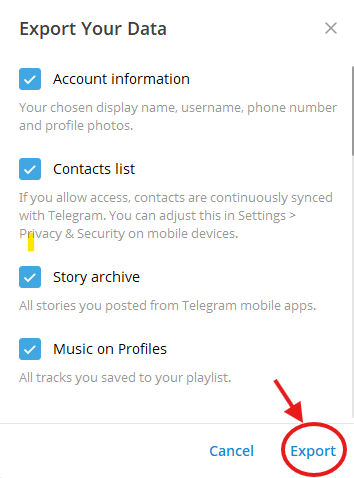 export telegram messages