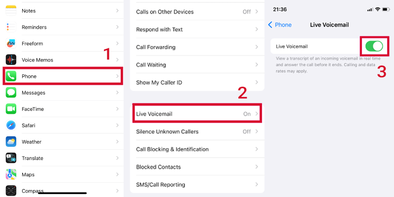 مراحل تنظیم Visual Voicemail: