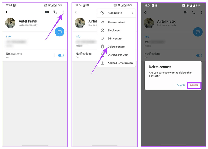 Eliminar contactos de Telegram en Android 2