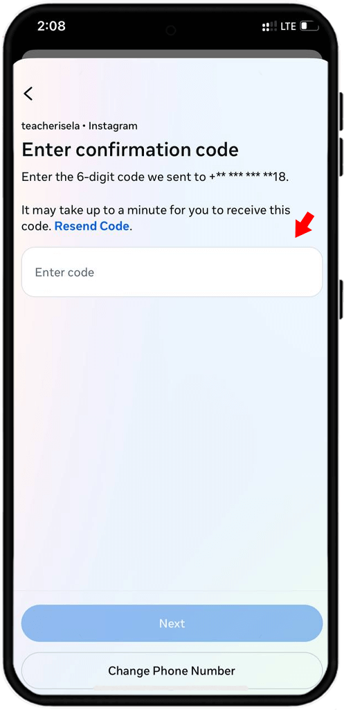 enter sms code