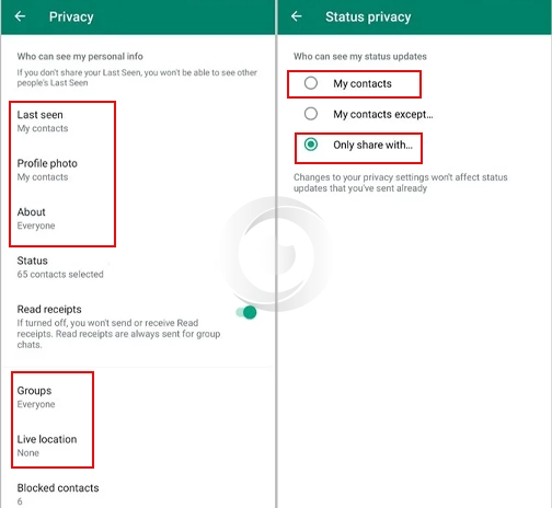 سایر تنظیمات حریم خصوصی در واتساپ