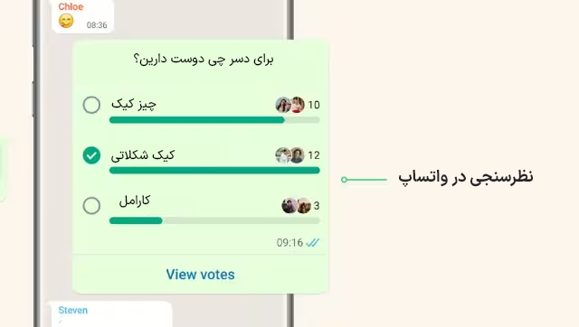 نمونه نظرسنجی در واتساپ