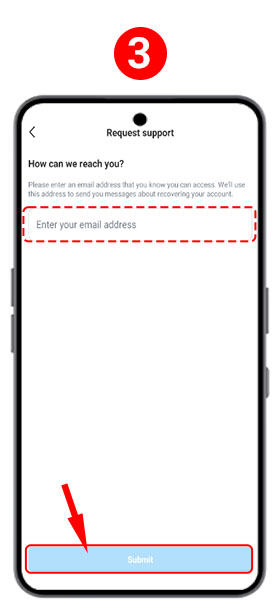 Recuperación de Instagram con correo electrónico