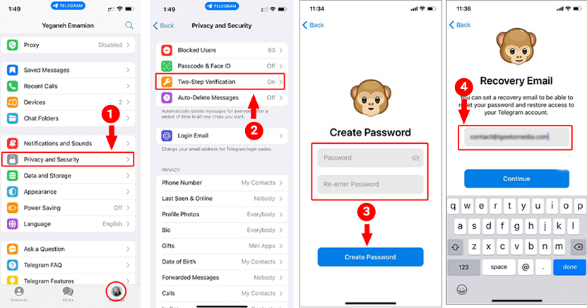 تایید دو مرحله ای تلگرام