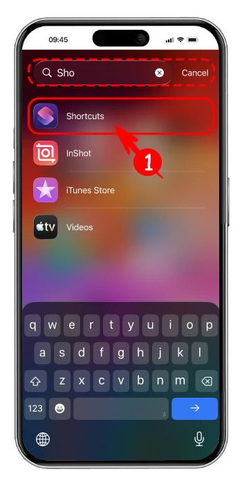 باز کردن برنامه Shortcuts در آیفون برای شروع مراحل قفل کردن اپلیکیشنها