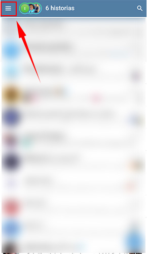 Página principal de la aplicación Telegram