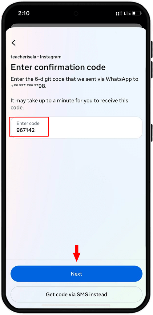 enter the ig code