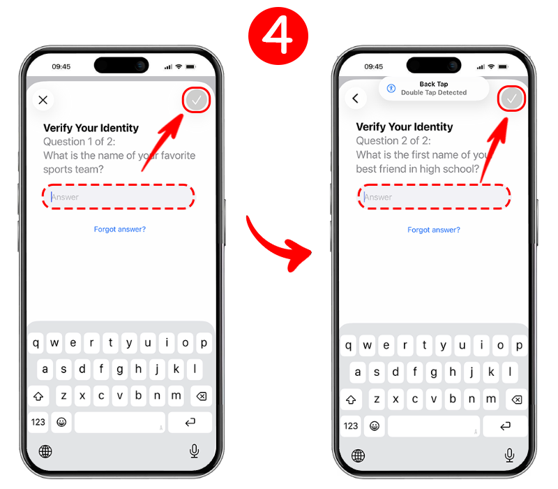 وارد کردن سوالات امنیتی برای تغییر رمز اپل آیدی