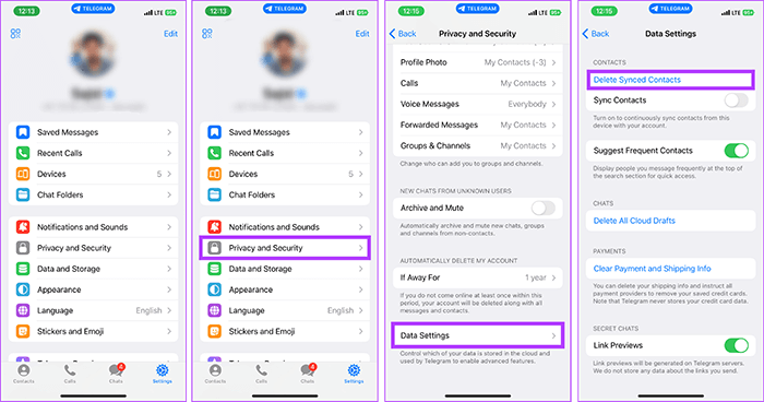 Eliminar contactos de Telegram en iPhone3