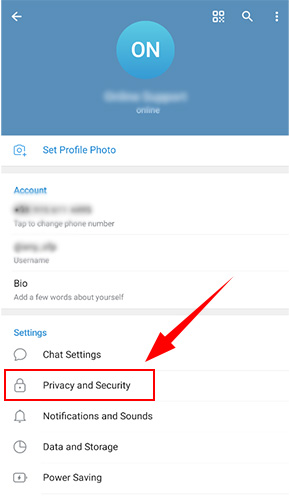 setting telegram for recover deleted contacts
