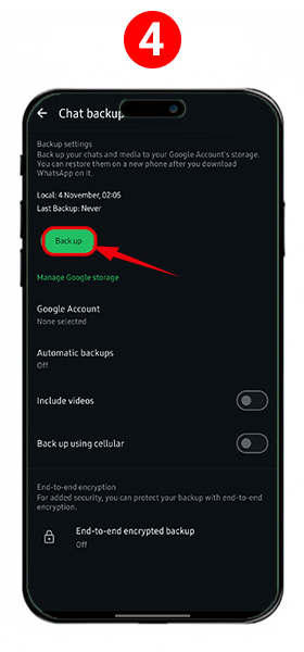 بکاپ خودکار واتساپ