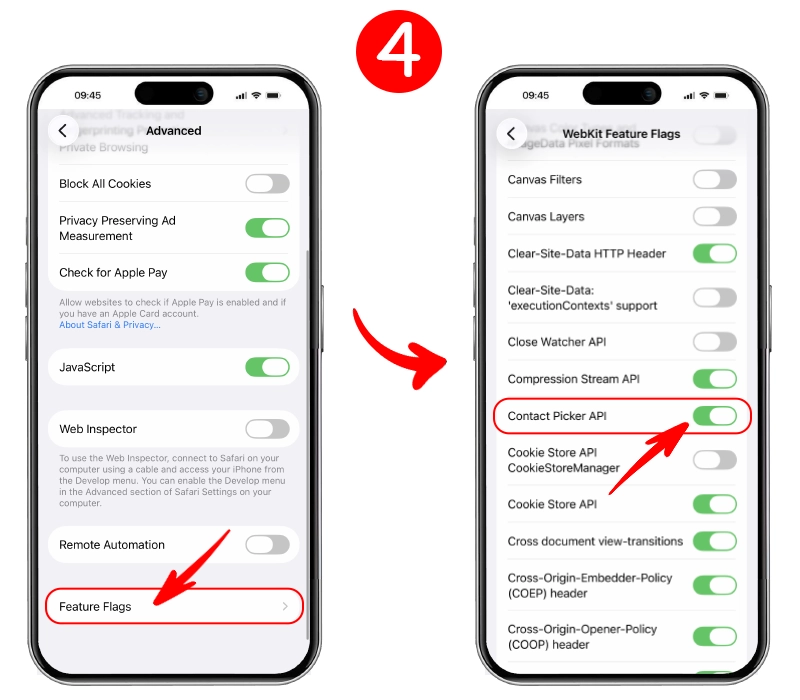 دسترسی دادن به سفری و کروم برای همگام سازی مخاطبین آیفون در سروش