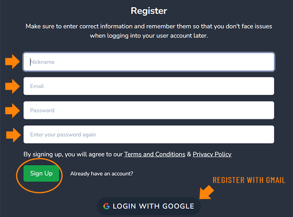 create an account on Anycontrol
