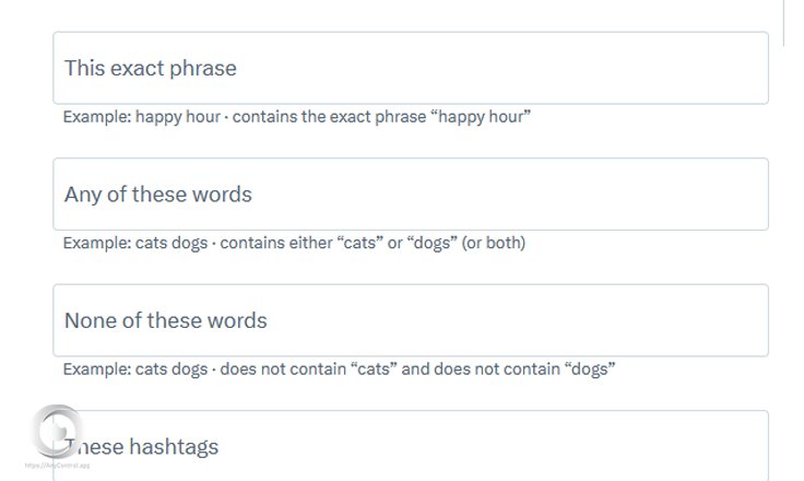 Twitter advanced search words