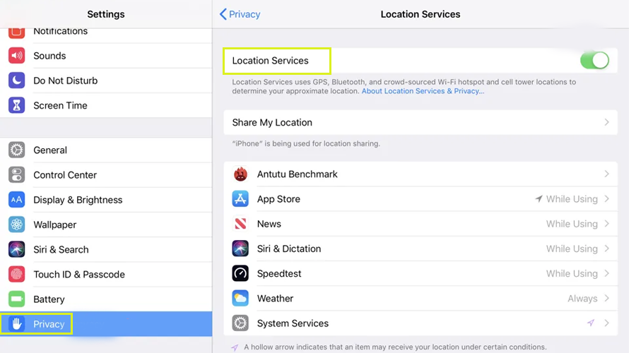 Turn Off Location Services