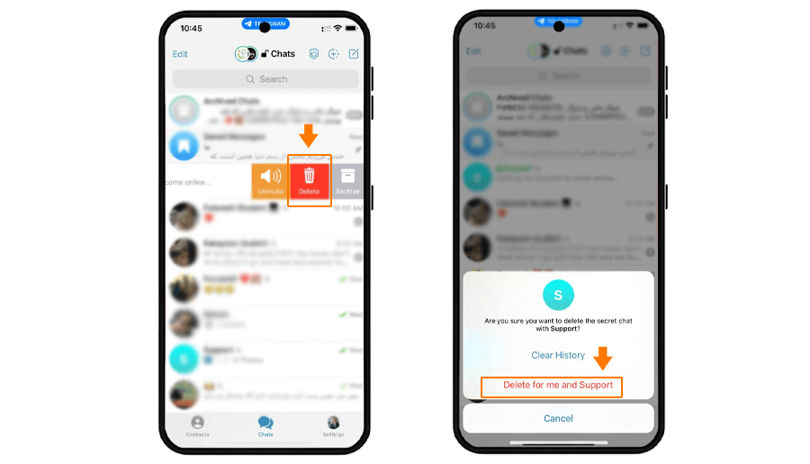 Cancel Telegram Secret Chat on iPhone