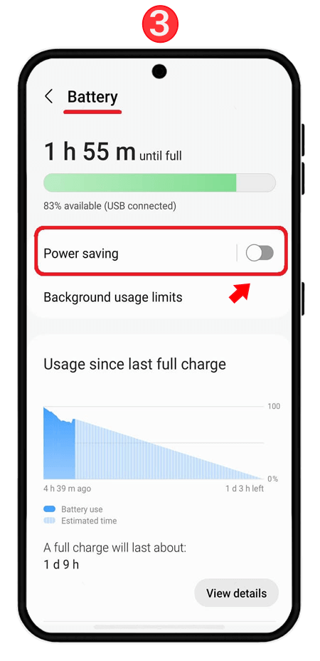  غیرفعال کردن صرفه جویی در باتری (Power Saving) 