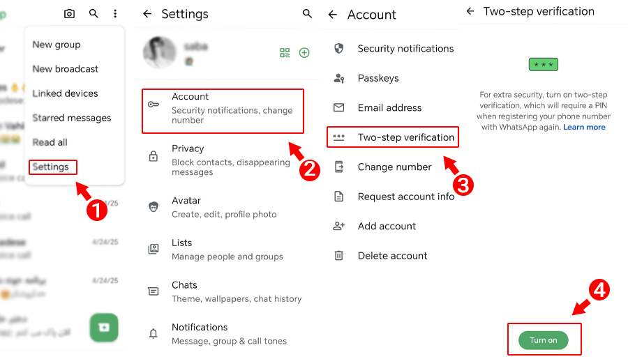 activating whatsapp two factor authentication on android