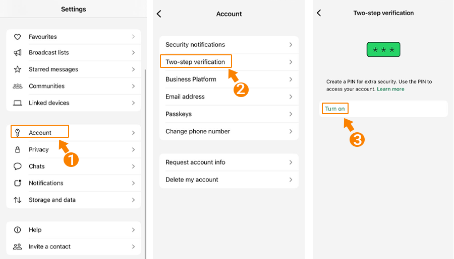 activating whatsapp two factor authentication on iPhone