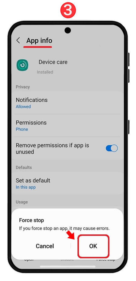 متوقف کردن Device care