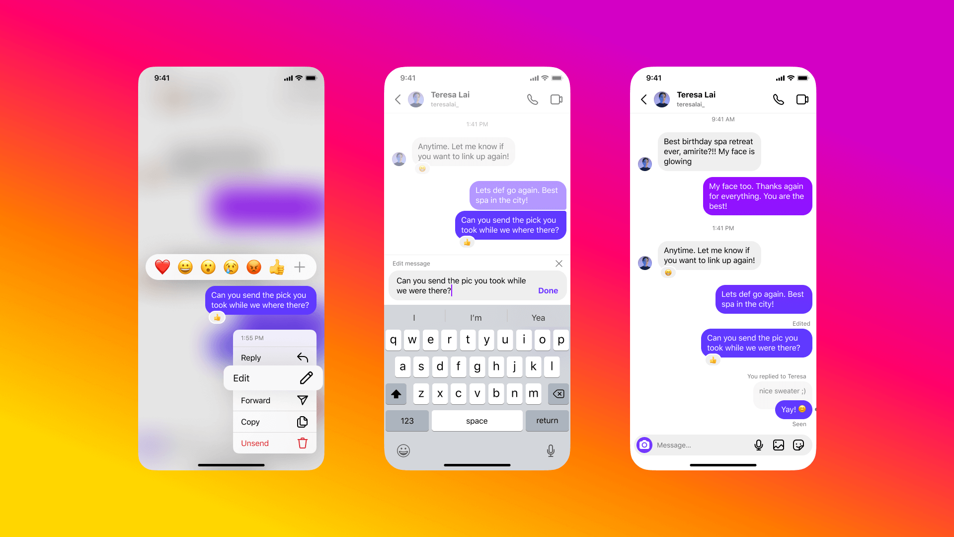 Edit Instagram chats  