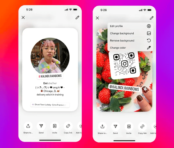 Instagram profile cards