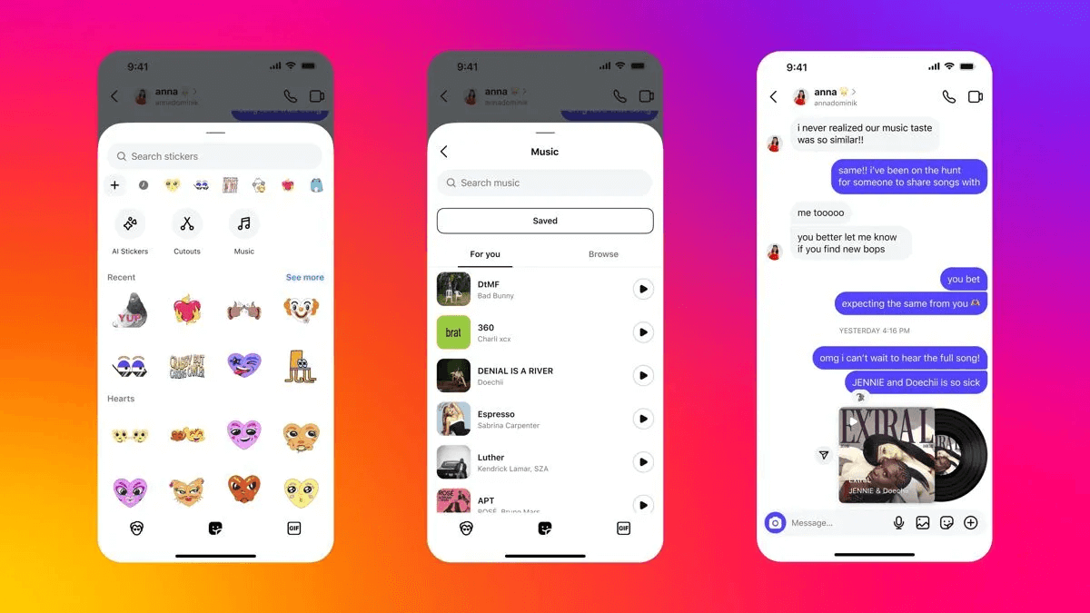 Share music through DMs