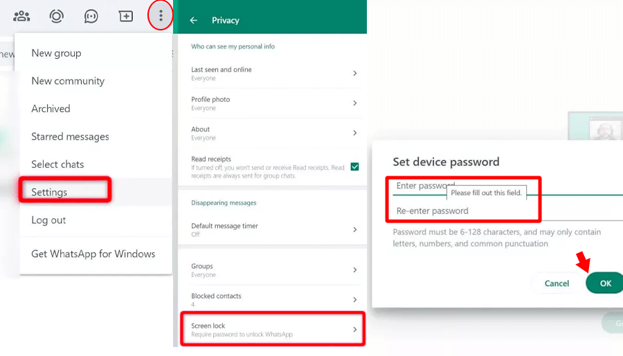 نحوه رمز گذاشتن برای واتساپ وب