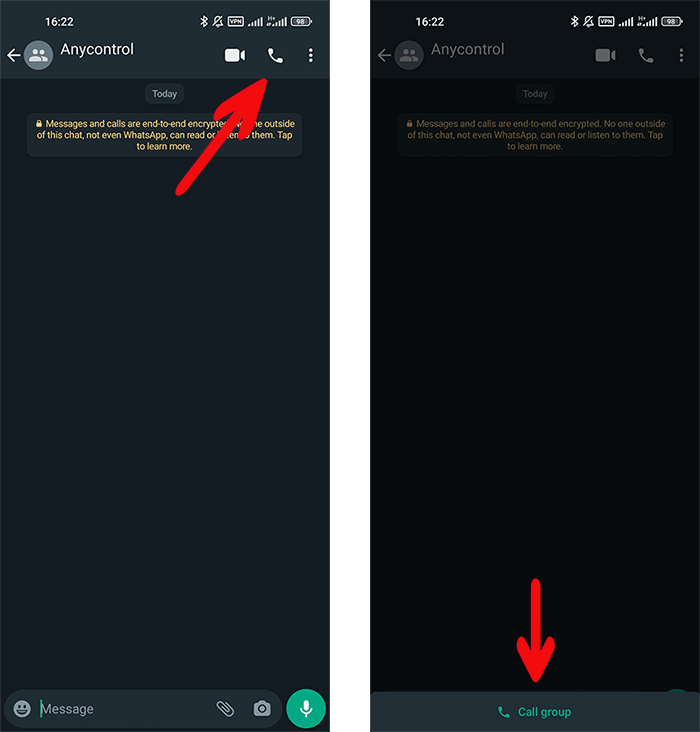 برقراری تماس صوتی گروهی از قسمت "Calls"