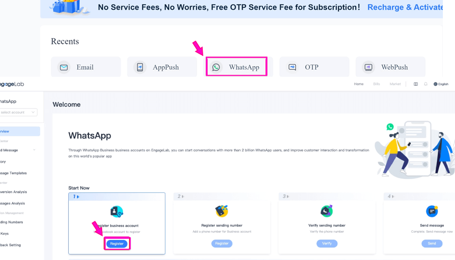Schadule whatsapp message with websites