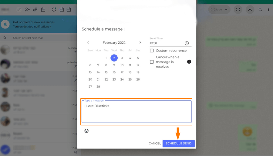 Send a Scheduled Message on WhatsApp Web?