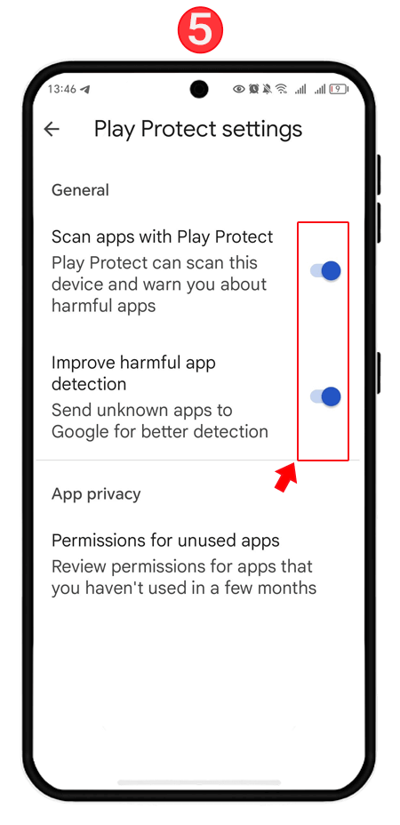  Disable Google play Protect on Android 14 
